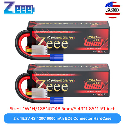 2x Zeee 4S HV LiPo Battery 9000mAh 15.2V 120C EC5 Hardcase for RC Car Truck Tank
