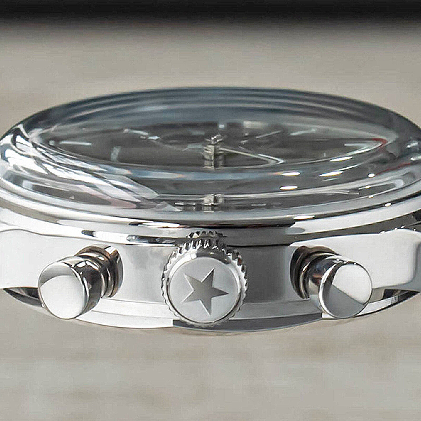 Pre-owned Sugess Gradient Grey Swan Neck Domed Mechanical Watch Seagull 1963 Su1901f022sn