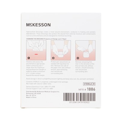 McKesson Hydrocolloid Dressing 2 x 2" Square Waterproof Film Backing 20 per Box