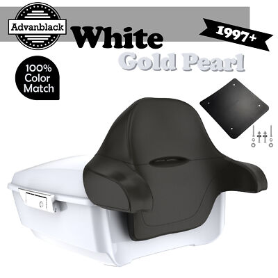 WHITE GOLD PEARL Advanblack Rushmore King Tour Pak Pack Fits 97+ Harley/Softail