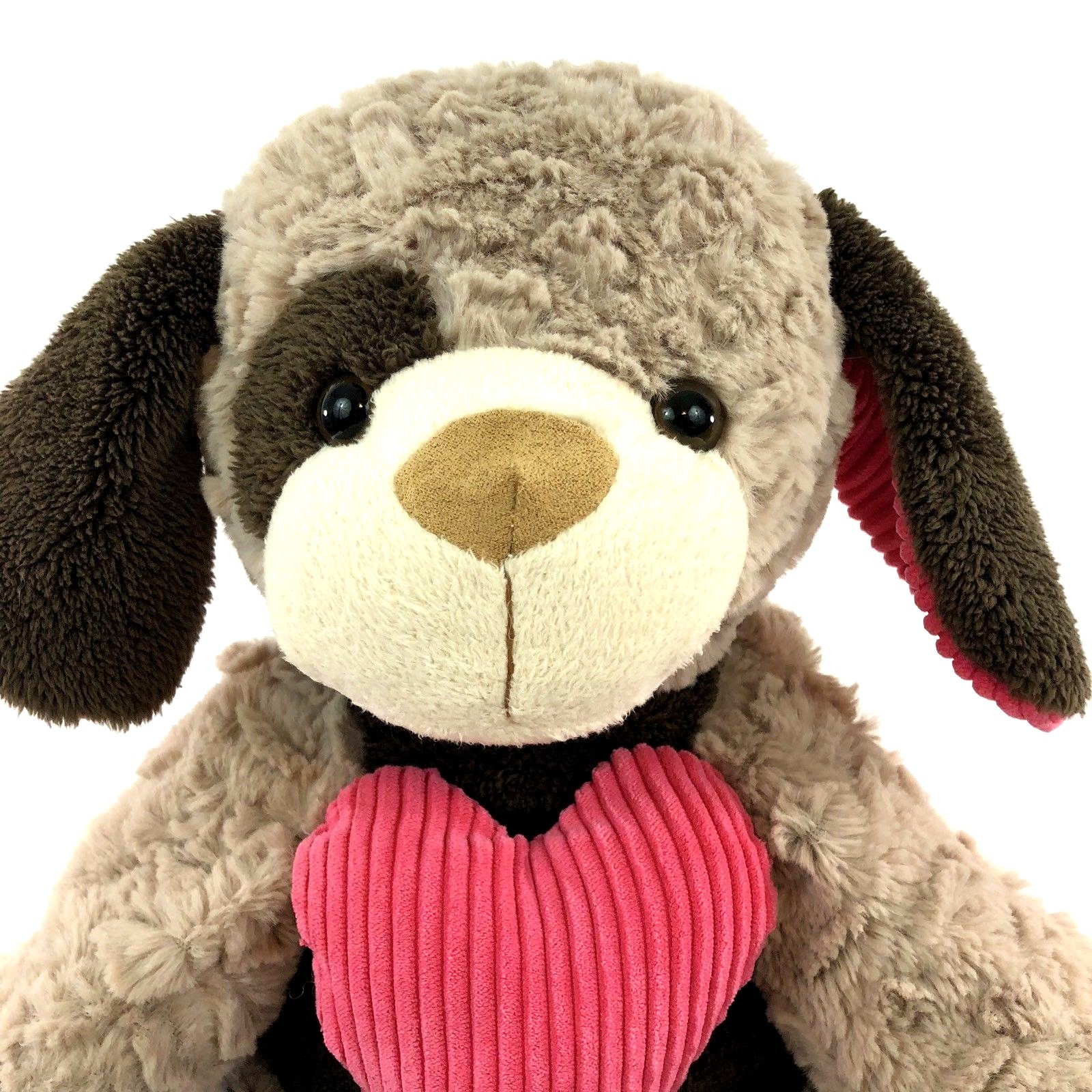 Animal Adventure Beige Brown Puppy Dog Pink Corduroy Heart 20