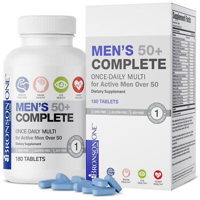 Bronson ONE Daily Mens 50+ Complete Multivitamin Multimineral, 180 таблеток