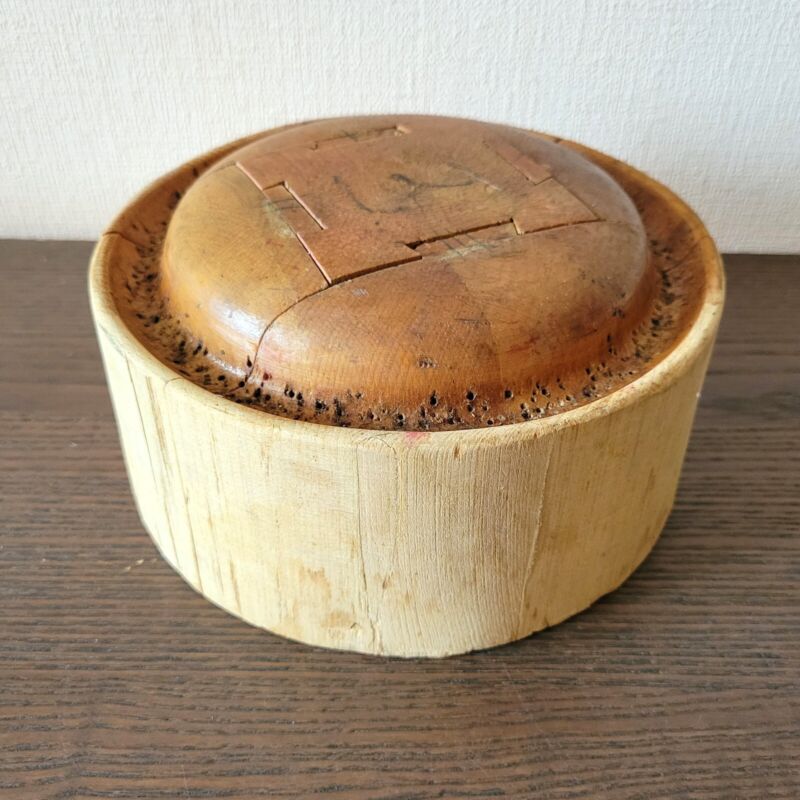 Crown block 50s Vintage wooden hat mold Millinery Wood form Antique Fascinator