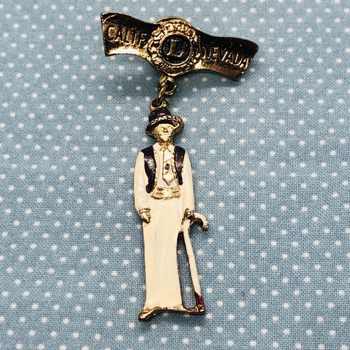 Vtg 70s California Nevada Lions Club Lapel Pin - MAn w/ Cane