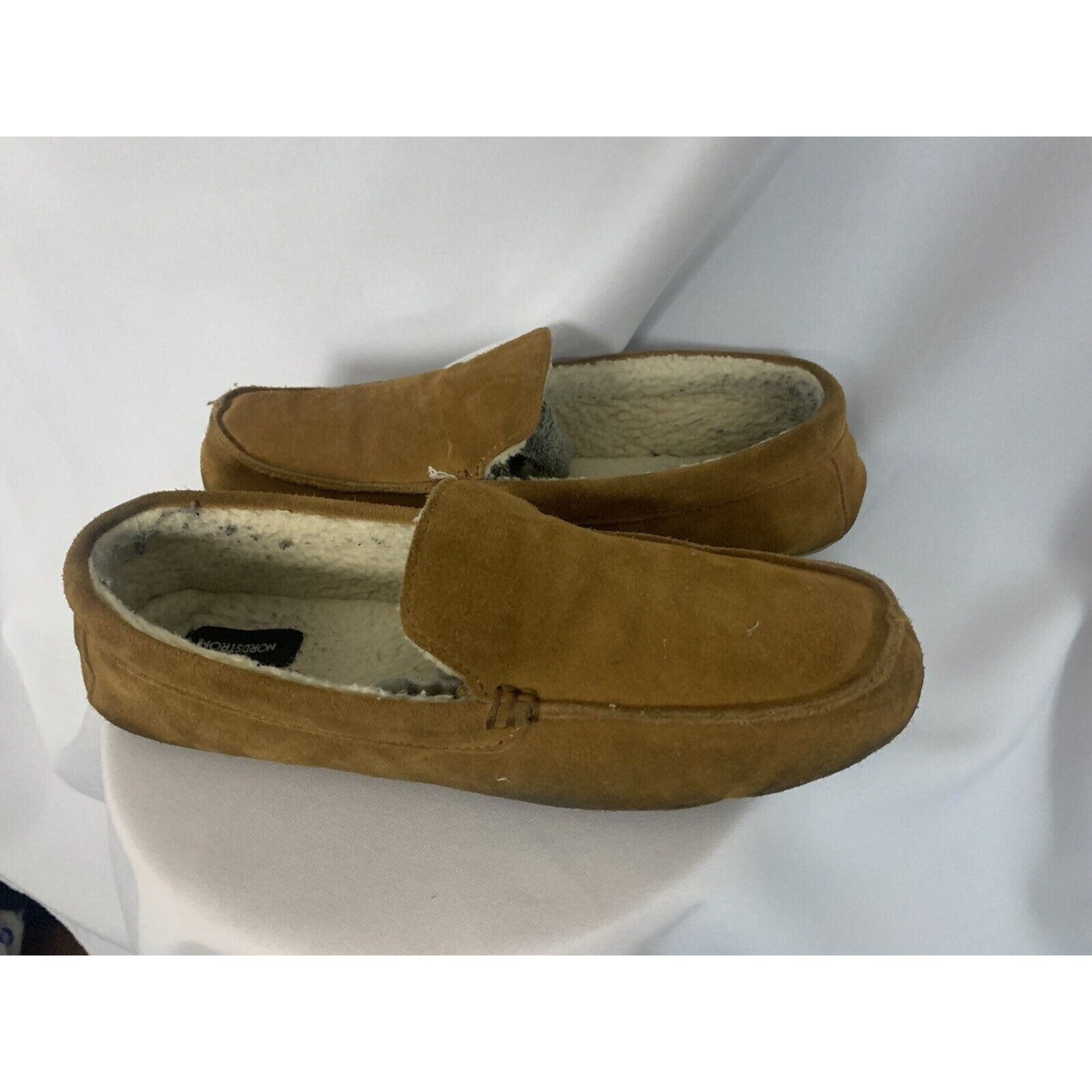 Nordstrom Men&rsquo;s XL 13/14 Tan Mocassins Sherpa Lined Comfort Shoes Slippers