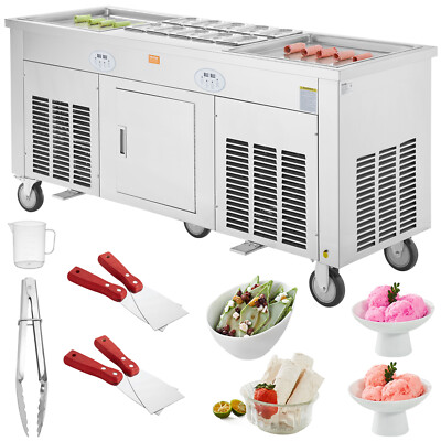 VEVOR Fried Ice Cream Machine Ice Roll Maker 17.7x17.7" 2 Pans Yogurt Roll Maker