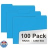 File Folder, RAZCC 100 Pack 1/3 Cut Tab File Folders Letter Size, Blue, Colored Folders with Tab Great for Organizing and Easy File Storage