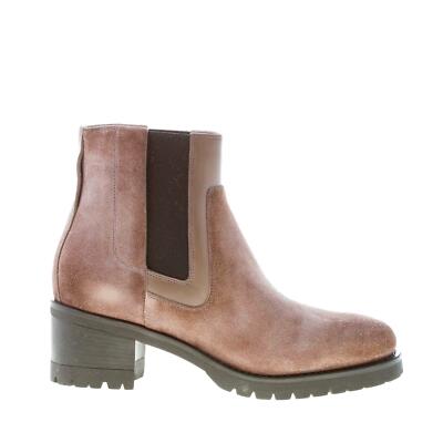 SANTONI SANTONI DAMEN SCHUHE GRAU SUEDE STIEFELETTE LEDER DETAIL ABSATZ 5,5 CM