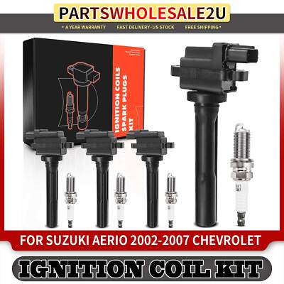 4x Ignition Coil & IRIDIUM Spark Plug Kits for Suzuki Aerio Vitara Chevy Tracker