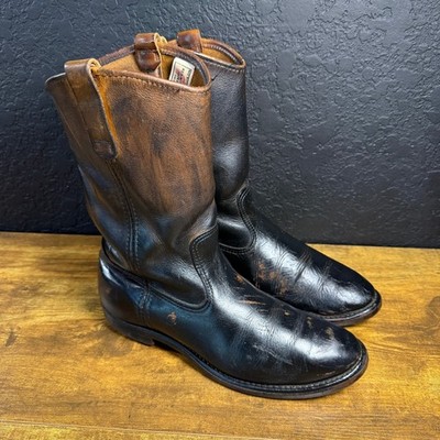 Red Wing Pecos 1128 Black Brown Leather Pull-On Work Boots Mens 8.5 C USA