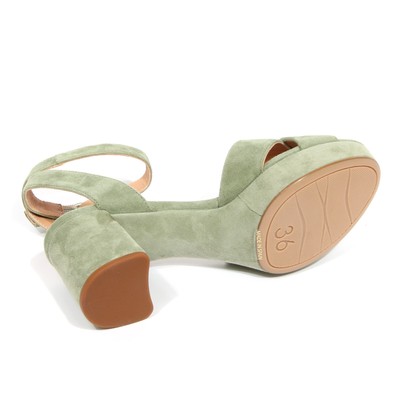 00000 G4546 SANDALO DONNA UNISA LIGHT GREEN SUEDE SANDAL SHOE WOMAN