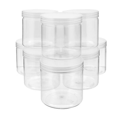 8 Pack 12oz Clear Plastic Storage Jars Slime Containers for Beauty Products