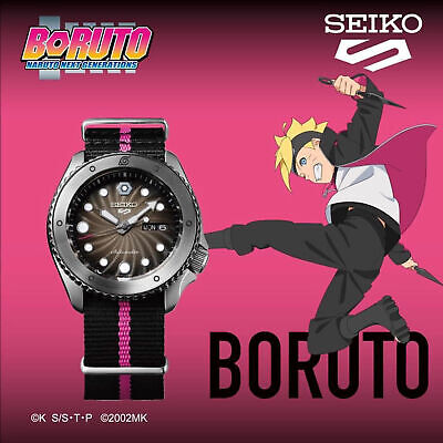 Pre-owned Seiko 5 Sports Naruto & Boruto Boruto Uzumaki Limited Edition Men Watch Srpf65k1