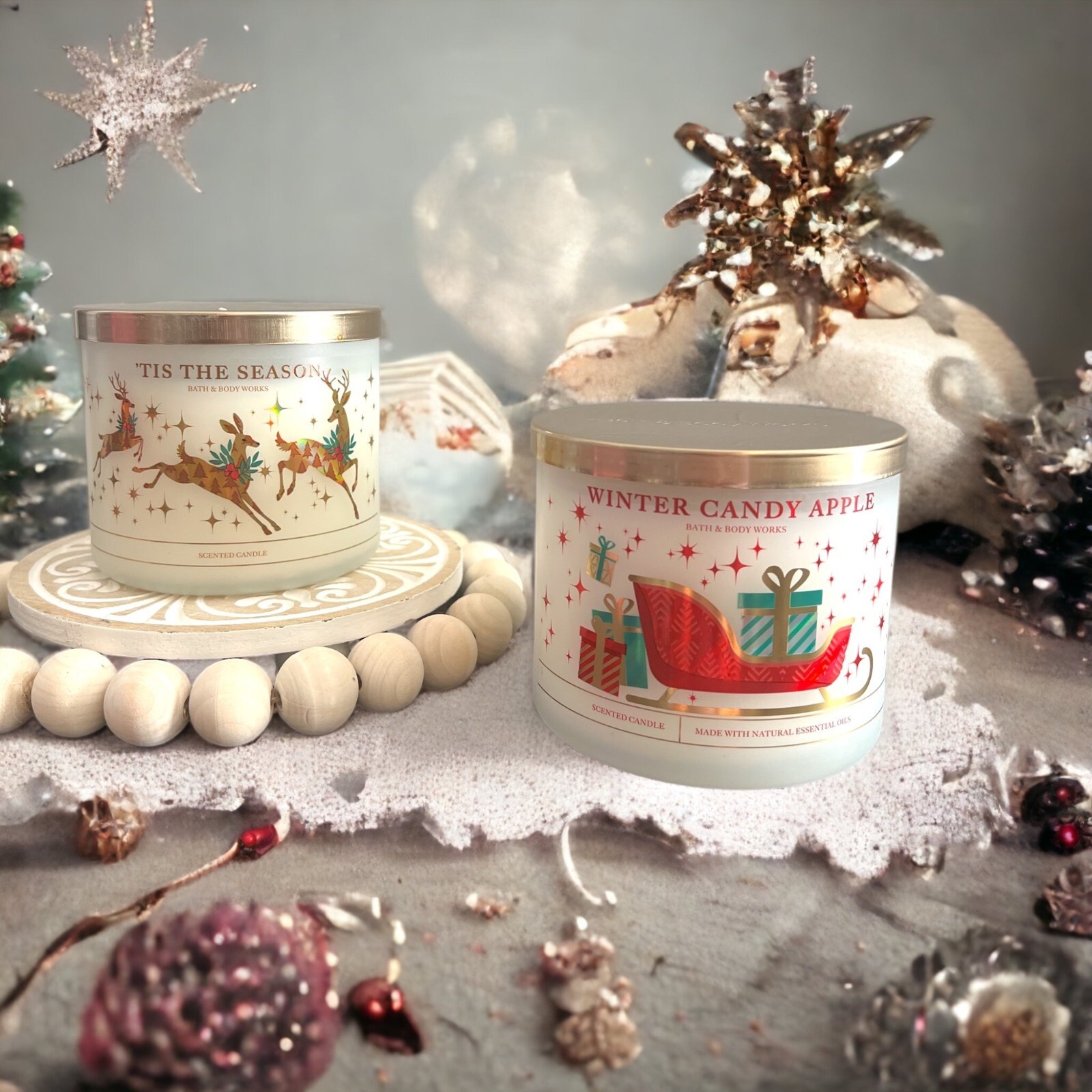 Teddy T. 　Bath & Body Works Candle TIS THE SEASON WINTER CANDY APPLE Candle Lot Bath & Body