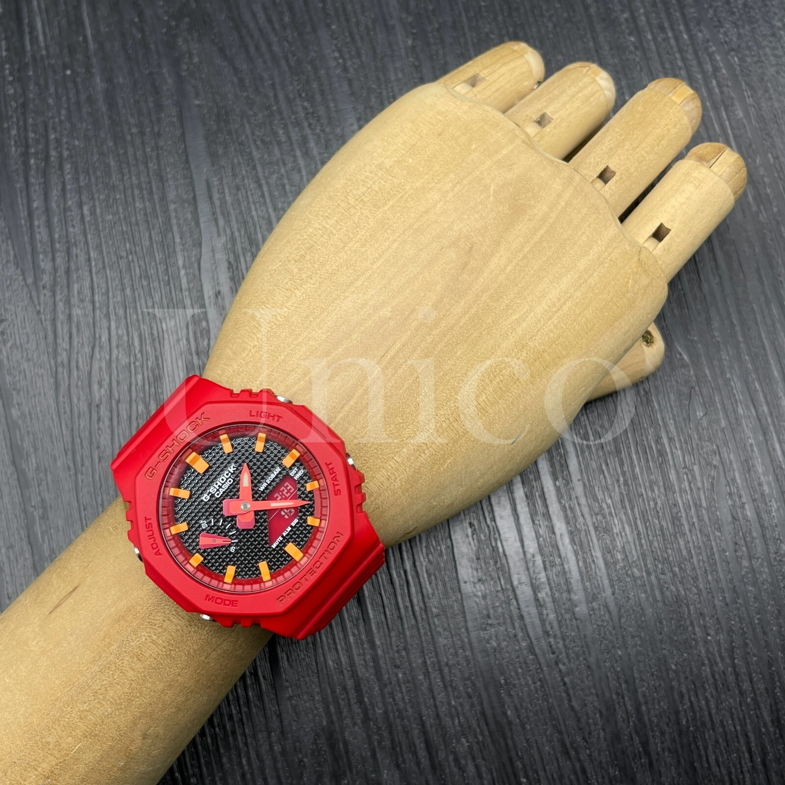 Pre-owned Casio Custom Made Watch Ga2100-4a Ak Waffle Black Dial Orange Scale Ring