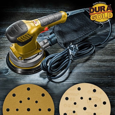 Dura-Gold 80 Grit - 6" Sanding Discs - 17-Hole Hook/Loop for DA Sander - 50pk