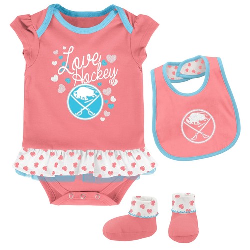Комплект Outerstuff NHL Infant Girls Buffalo Sabers Pink Love Hockey Creeper Set
