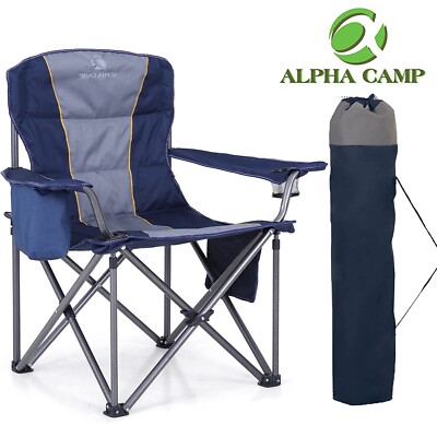 ALPHA CAMP Folding Camping Chair Heavy Duty Outdoor Chair Oversized w/Cup Holder