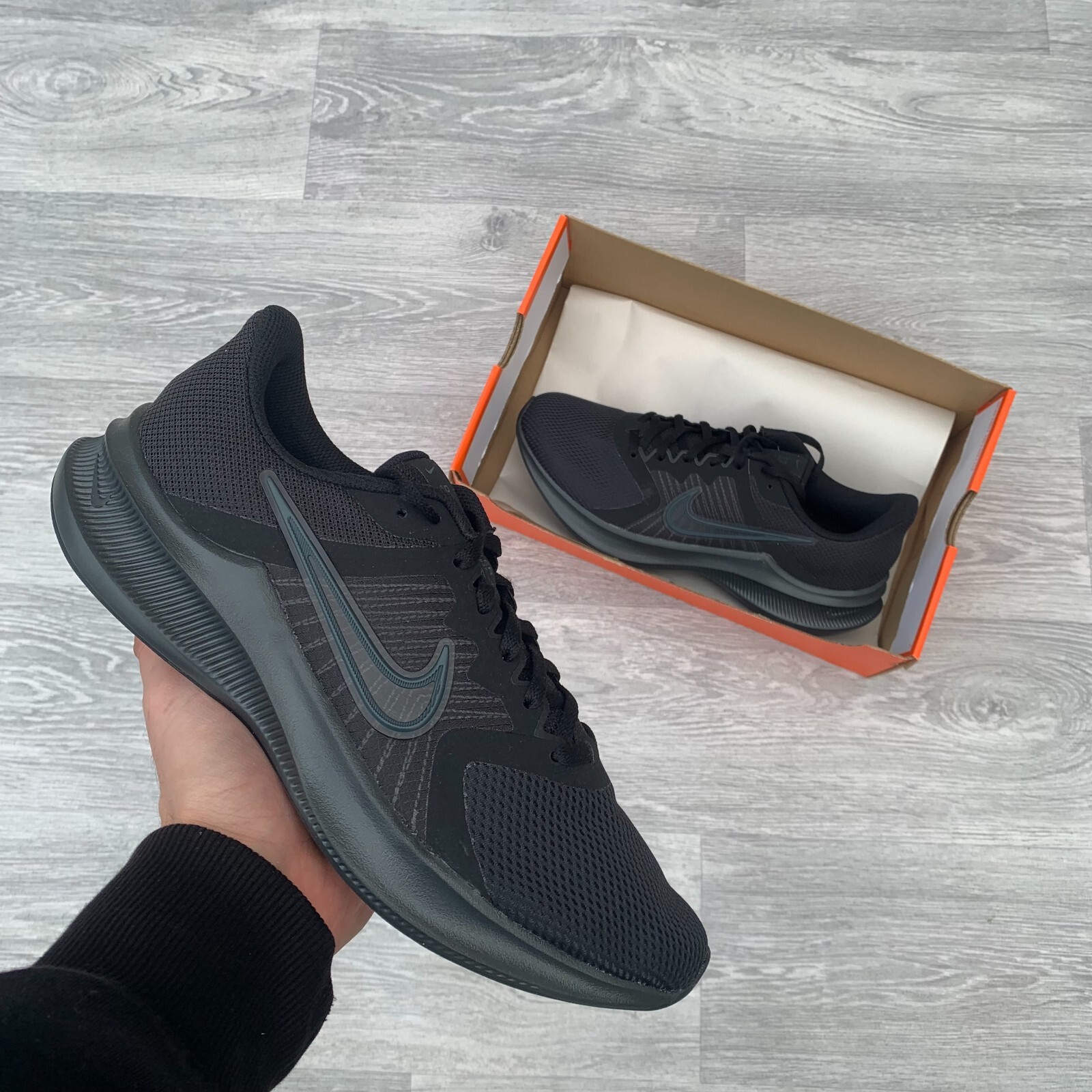 nike black downshifter 11 running trainers