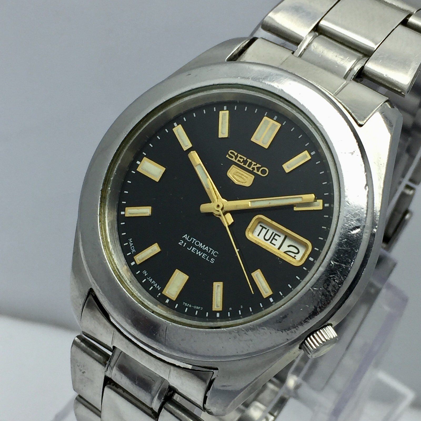 Seiko 5 Automatic 7S26-02W0 Day/Date Black Dial Vintage Men's