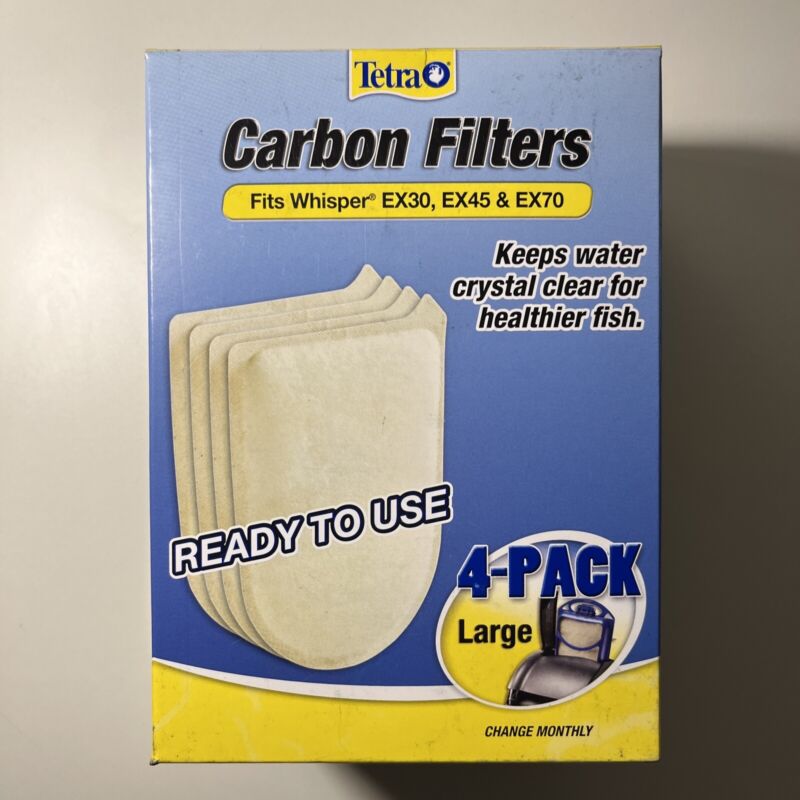 Tetra Large Carbon Filter Cartridge Pad Whisper EX30 EX45 EX70 4 Pack