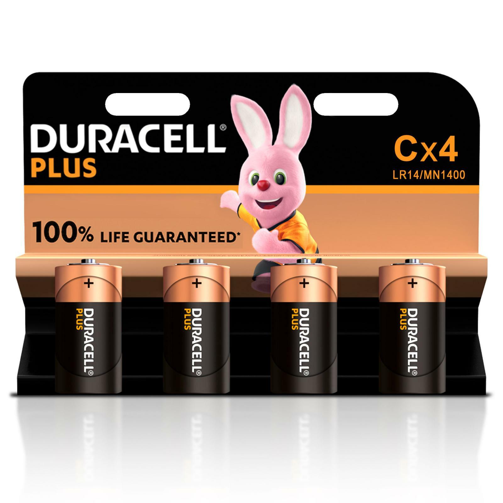4 X DURACELL C SIZE PLUS POWER ALKALINE C4 BATTERIES LR14 MN1400 EXPIRY 2029