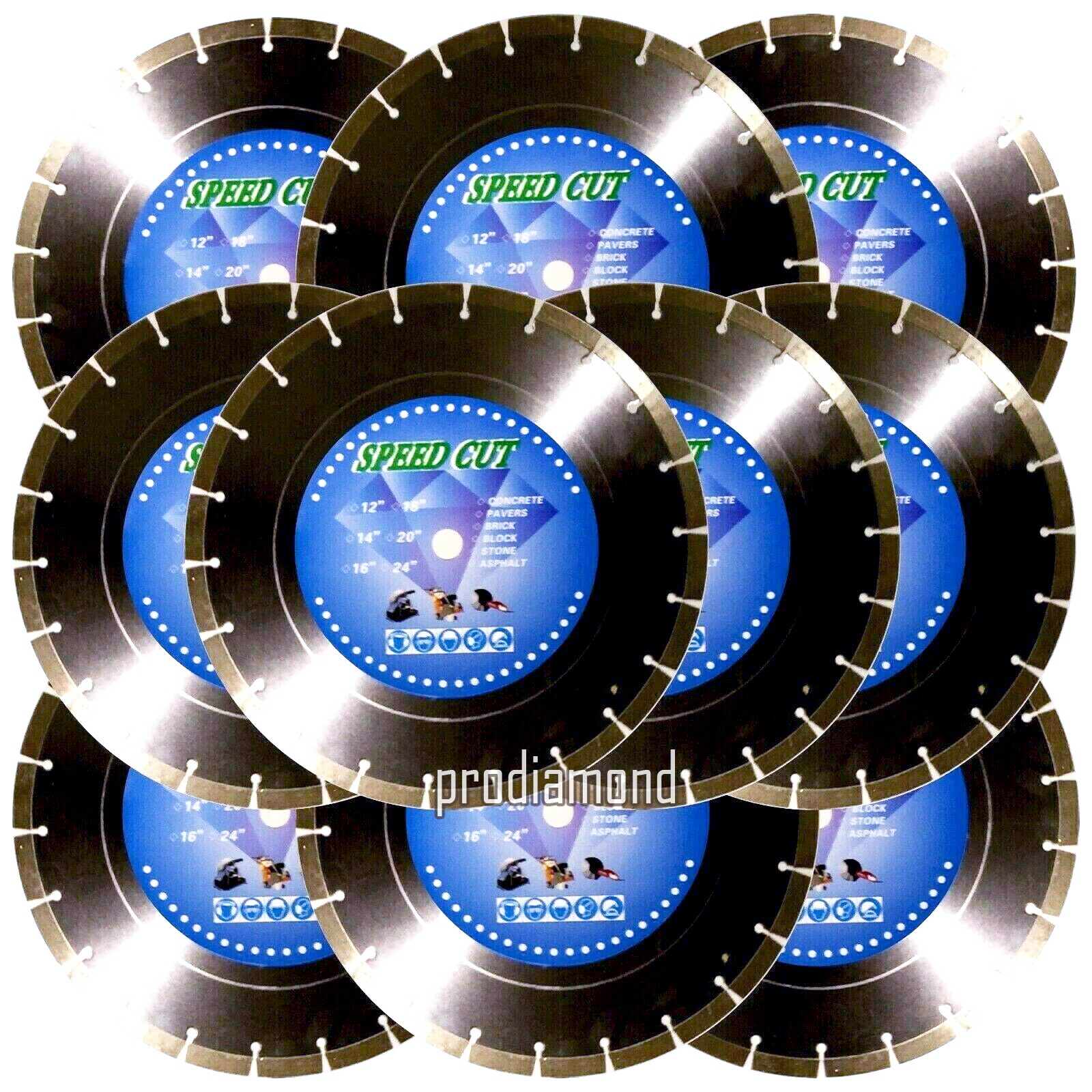 14"x10pcs 12.9MM SEG CONCRETE/MASONRY/STONE/ASPHALT Diamond Blade +FREE SHIPPING