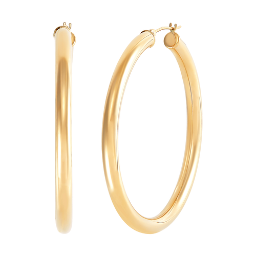 Pre-owned Collection Welry Simply Gold™  50mm Round Tube Hoop Earrings In 14k Yellow Gold