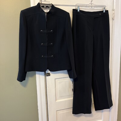 NWT Tahari 2 Piece Navy Wide Leg Pant Suit Blazer Arthur S Levine 10 MSP $280