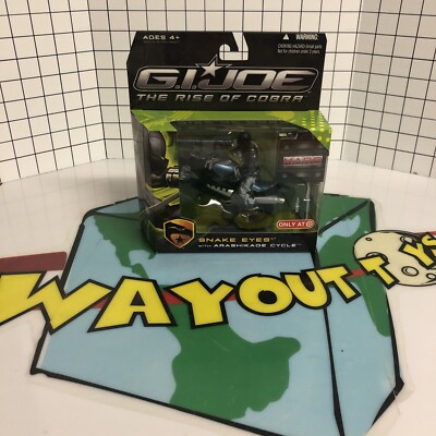 GI Joe Rise of Cobra SNAKE EYES w/ ARASHIKAGE CYCLE 3.75'' Fig Target 2009 Sealed