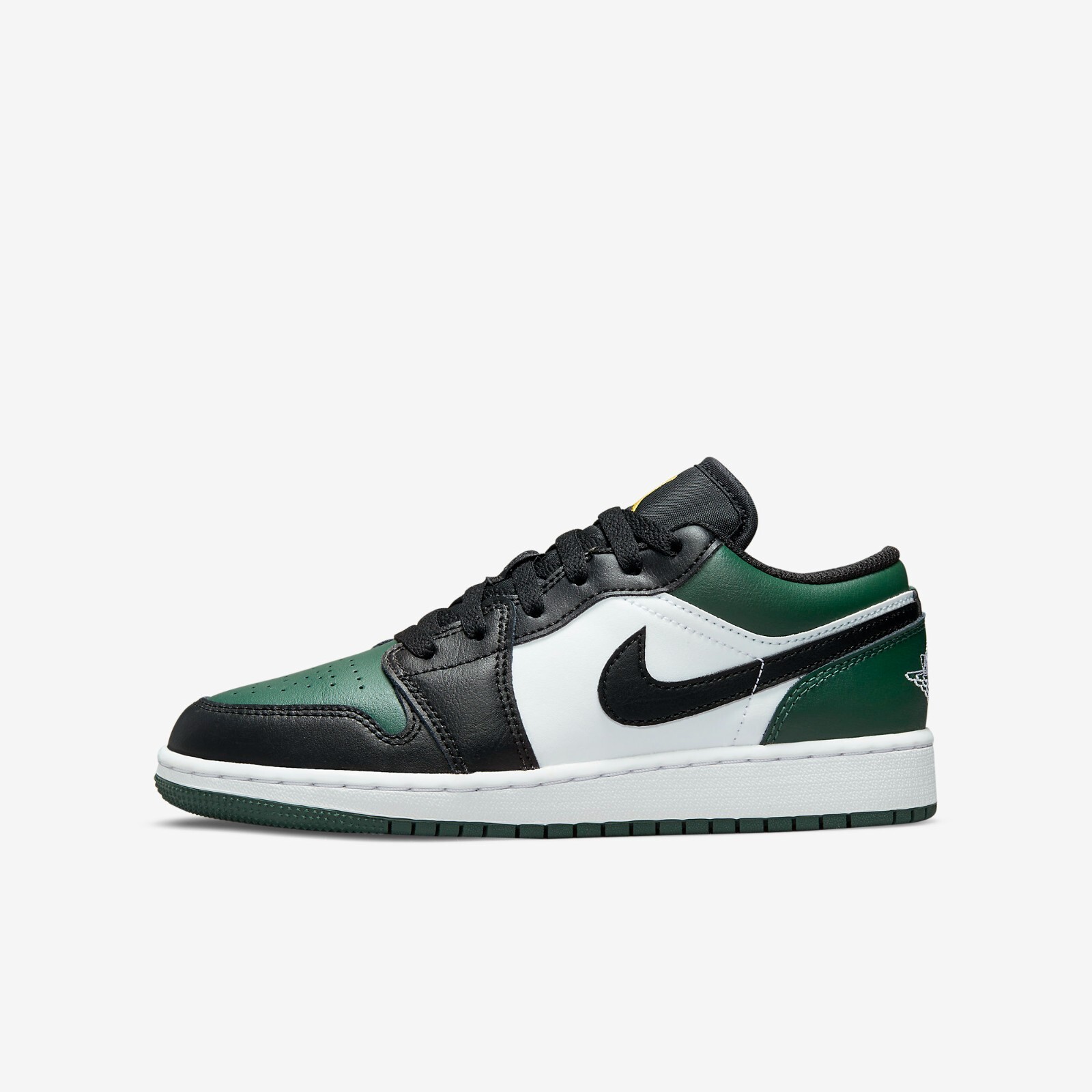 

Кроссовки Nike Air Jordan 1 Low Green Toe GS 553560-371, Green/black-white-gold, Air Jordan 1 Low
