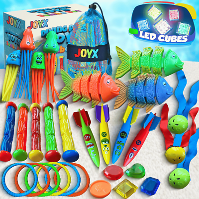 35 Pcs Pool Toys Set with LED Pool Light Cubes Water Toys Swim
