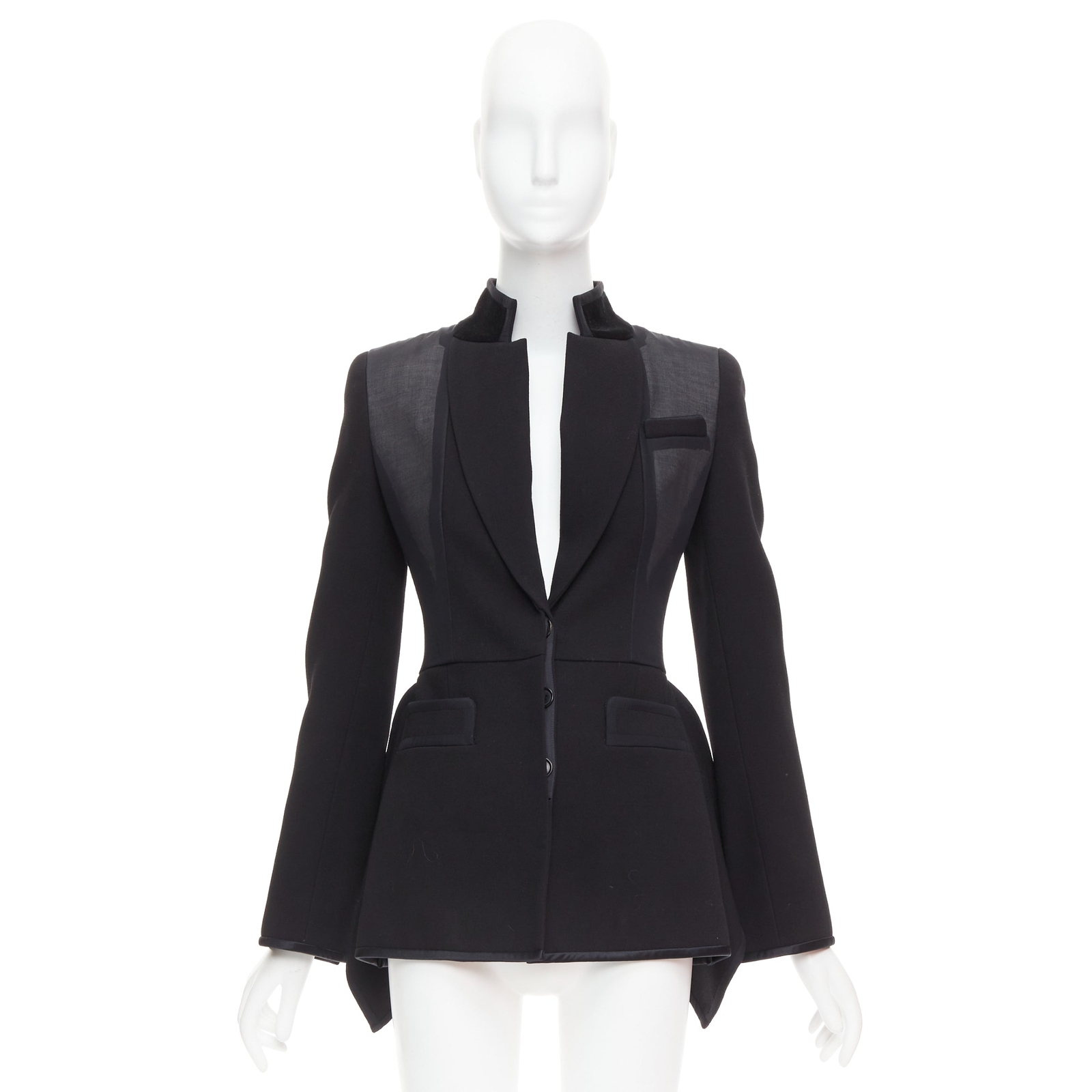 GIVENCHY 2012 Runway black structural sheer overlay peplum