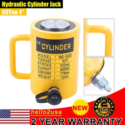 50 Ton Hydraulic Cylinder Jack Single Acting 100mm 4'' Stroke Solid Hydraulic Ram