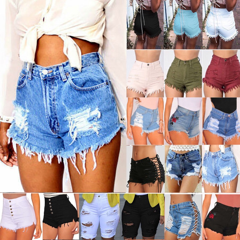 ladies high waisted denim shorts