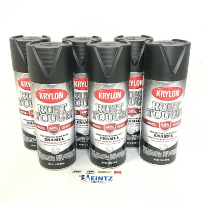 KRYLON 9203-6 PACK SEMI-FLAT BLACK Rust Tough Protective Enamel - 40% Stronger 