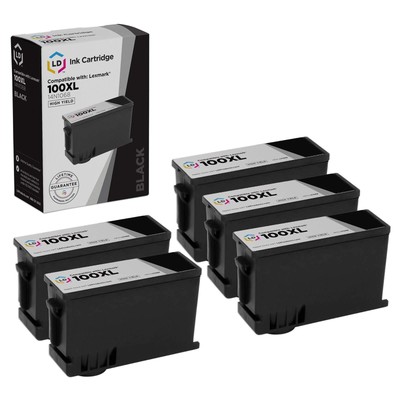 LD Compatible Lexmark 100XL / 100 14N1068 5pk High Yield Black Inkjet Cartridges