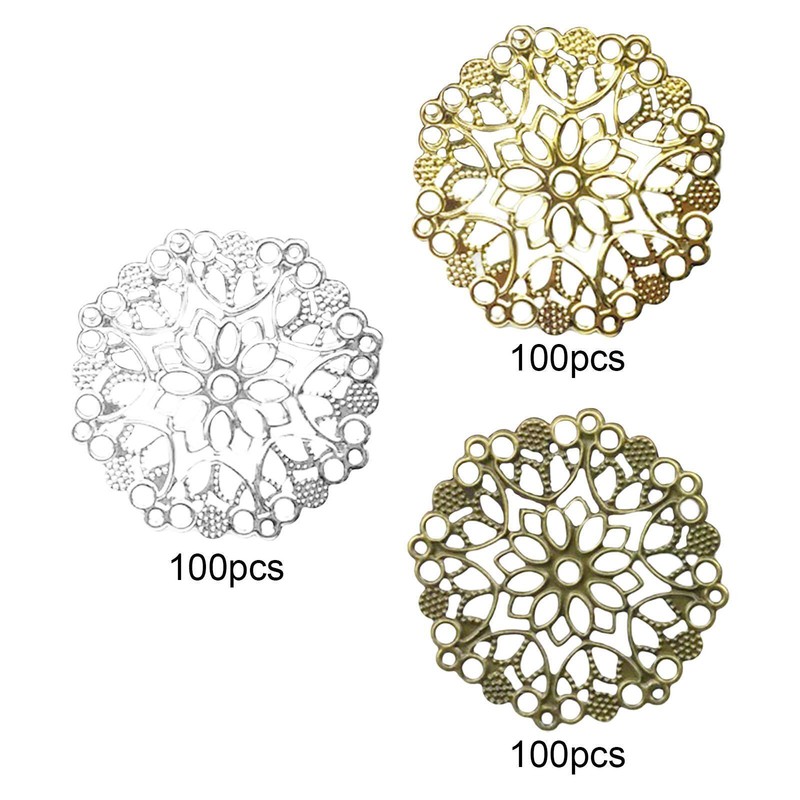 diyhomedecor_uk 100Pcs Hollow Flower Pendants Flower Connector for DIY Crafts