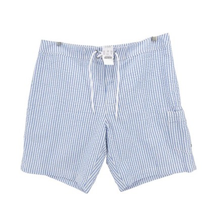 NWT J CREW 9" Seersucker Board Shorts Blue White Striped Lined Factory Size 36