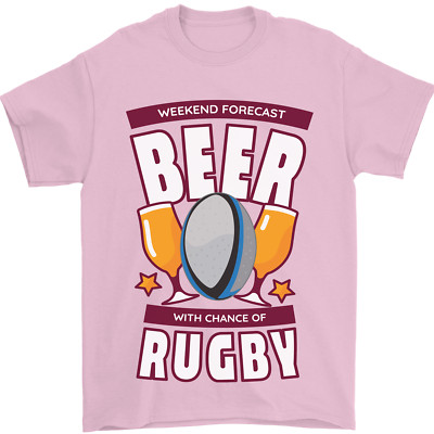 Weekend Forecast Beer Alcohol Rugby Funny Mens T-Shirt 100% Cotton