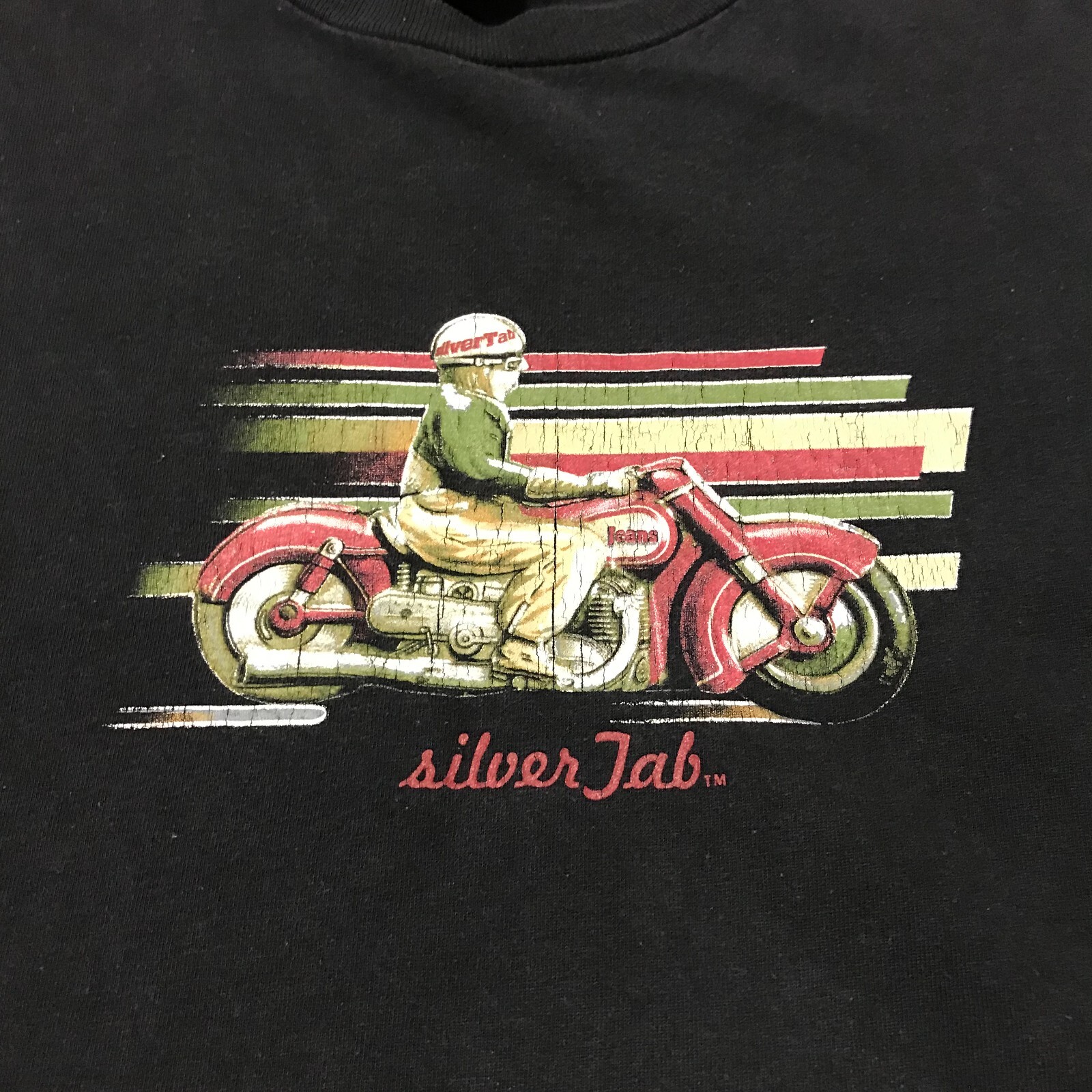Vintage silver Tab black motorcycle T shirt XL