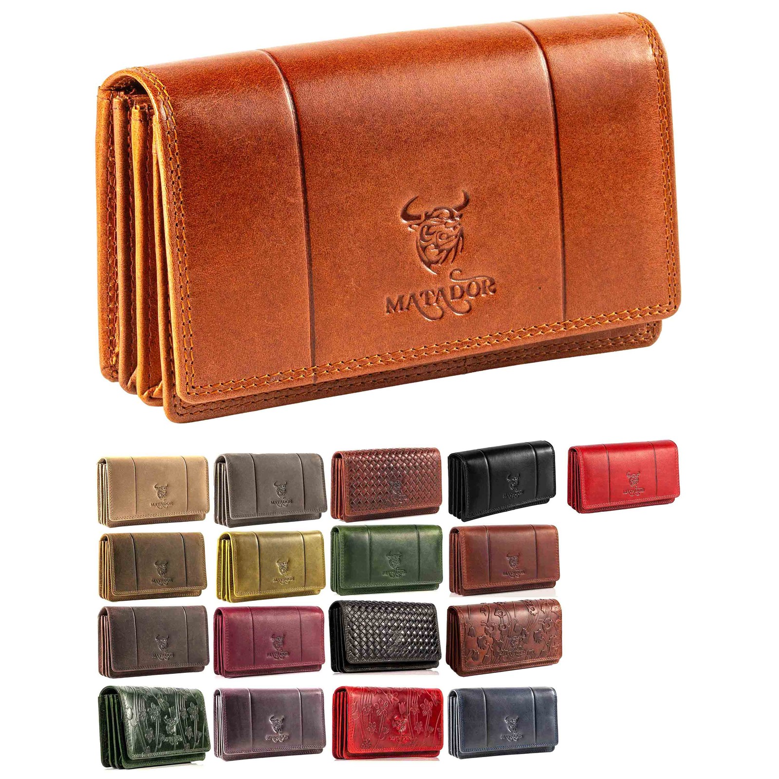 MATADOR Echt Leder Damen Geldbörse Börse Langbörse Portemonnaie Geldtasche RFID