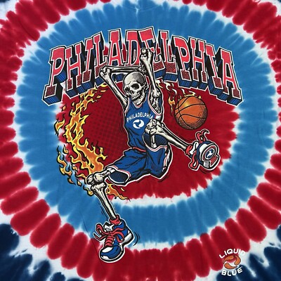 Liquid Blue Philadelphia 76ers Grateful Dead Dunker Tie Dye T-Shirt Size XL NWOT