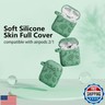 Filoto Airpods Case, Silicone Flower Engraved Protective Case Cover Apple Airpod 2/1 Skin Cover with Keychain for Women Girls, Cactus Green Flower