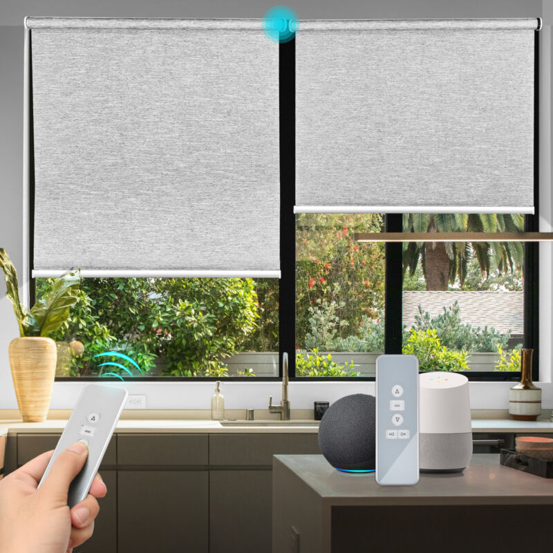 Biltek Cordless Smart Blinds Motorized Roller Shades 20"-72" Width, 72"