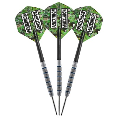 24g Tungsten Darts 90% Barrels, Stems + Pentathlon Circuit Board Flights
