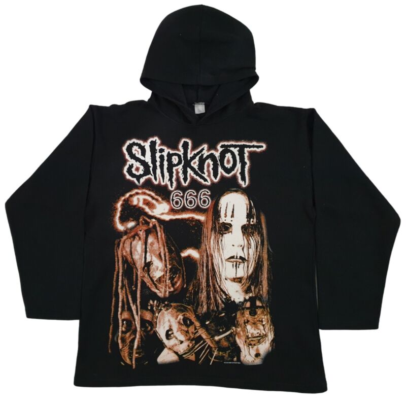 Vintage 2001 Slipknot IOWA Metal Band Graphic Print Black Pullover Hoodie - Y2K