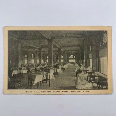 Postcard Maine Portland ME Congress Square Hotel Dining Rook 1912 Posted