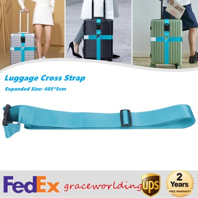 1Pc Luggage Straps + Adjustable Cross Travel Packing Suitcase Belts Non-Slip 