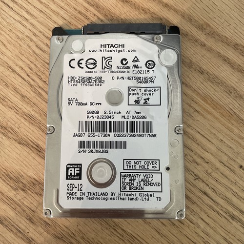 hts545050?a7e362、PN 0j23845、MLC da5206、Hitachi 500?GB SATA 2.5ハードドライブ Hitachi HTS545050B9A300 - 500GB 5.4K RPM SATA 9.5mm 2.5
